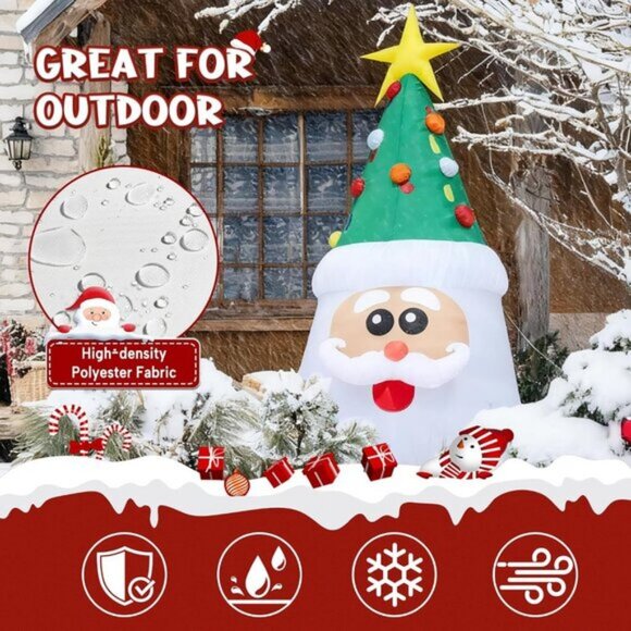 ⚡13FT Inflatable Christmas Tree with Santa Face Outdoor Decoration Party Decor - Picture 5 of 7
